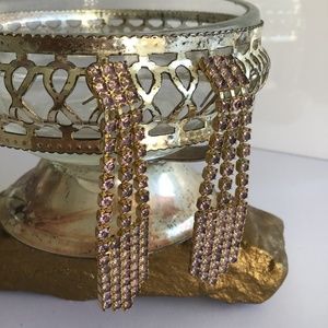 Vintage Chandelier Earrings with Pink Crys…